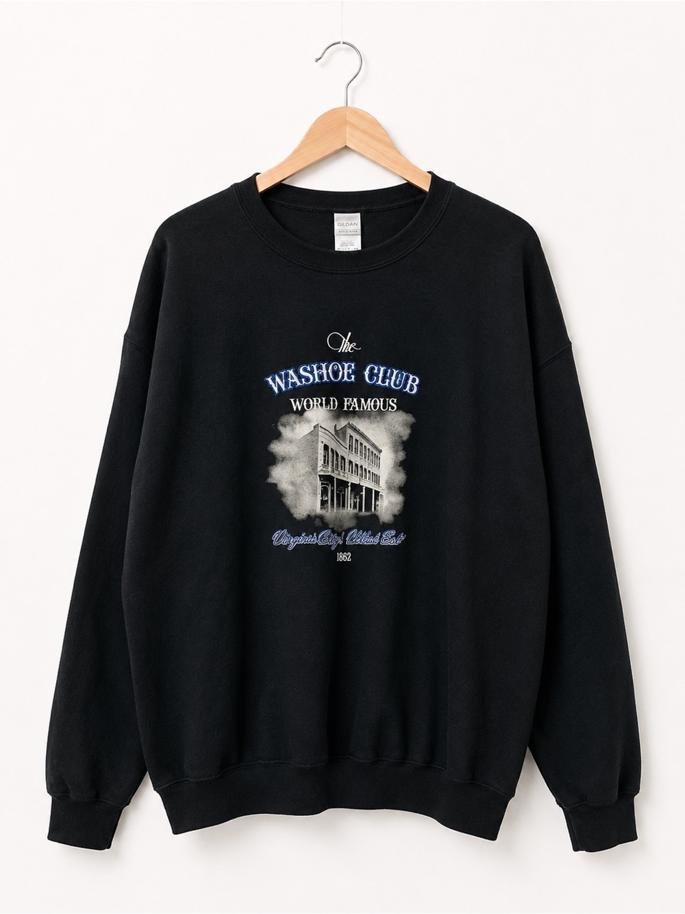Virginia City Nevada Washoe Club Black Plus Size Sweatshirt 2XL